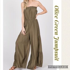 1 Left!! So FLAIR! Olive Green Jumpsuit